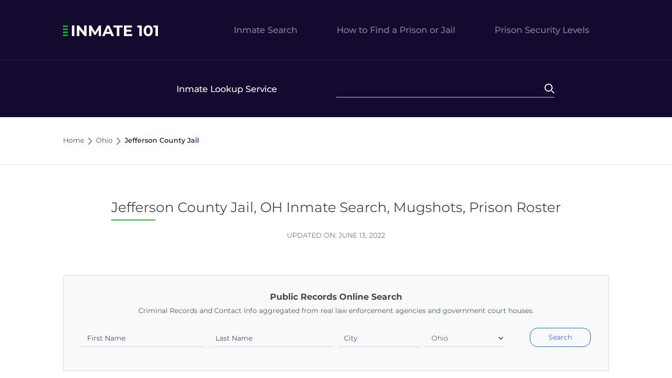 Jefferson County Jail, OH Inmate Search, Mugshots, Prison ...